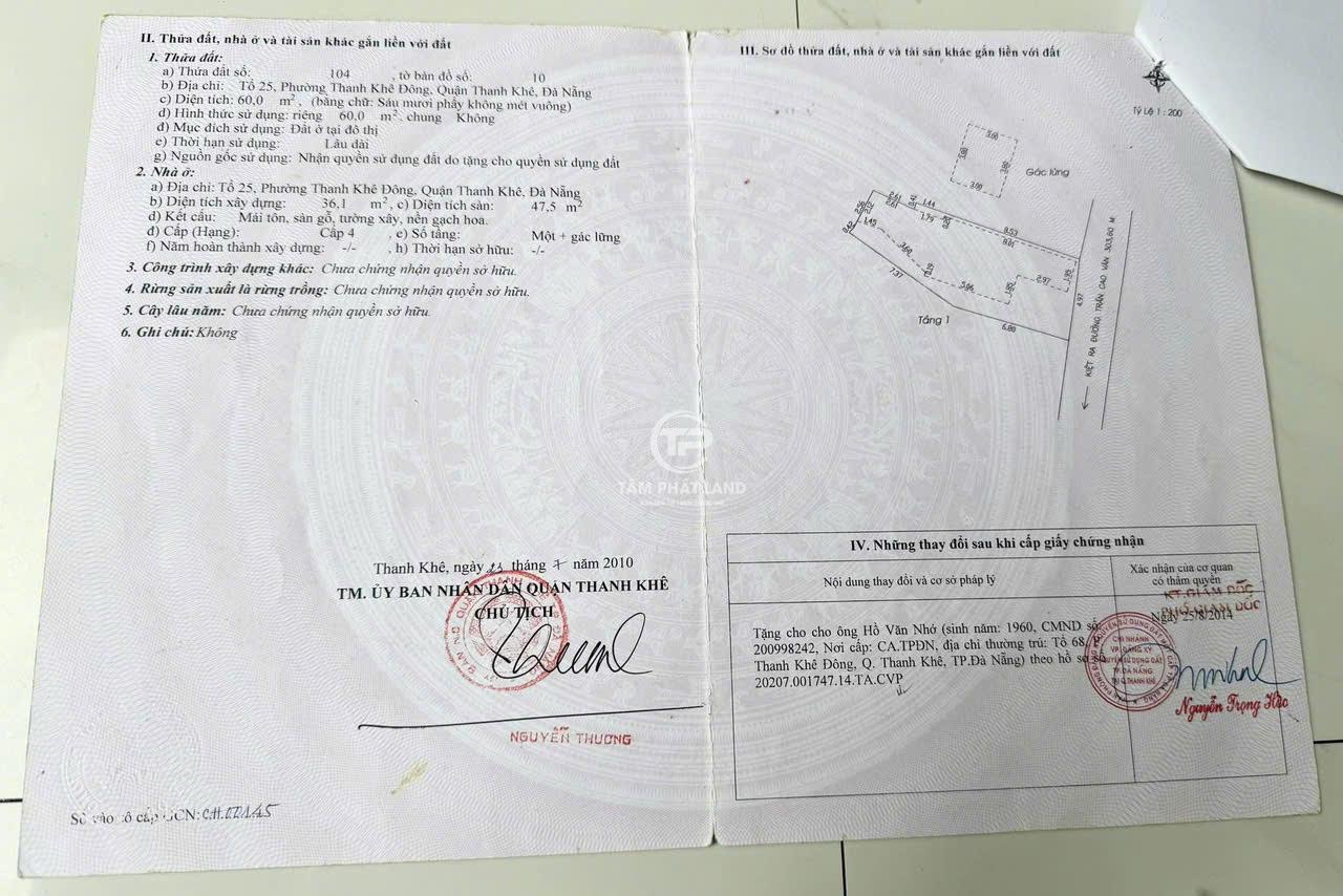 Bán nhà Trần Cao Vân Đà Nẵng cách biển 50m